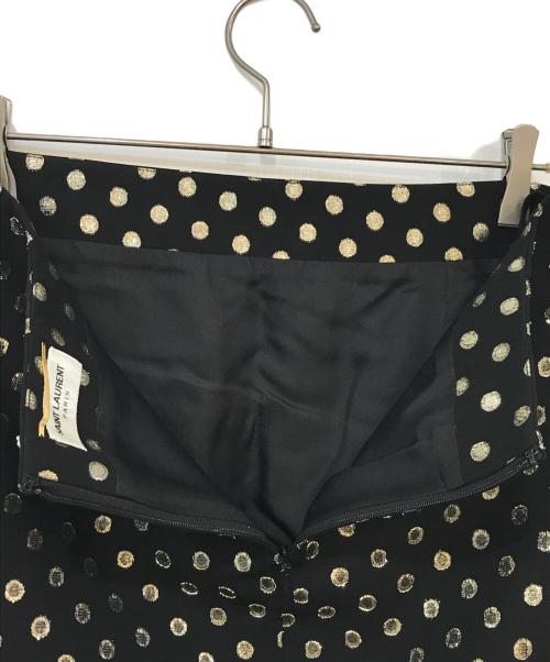 Saint Laurent Paris（サンローランパリ）Saint Laurent Paris (サンローランパリ) ドットデザインミニスカートゴールド ブラック サイズ:38の古着・服飾アイテム