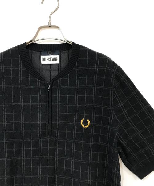 FRED PERRY（フレッドペリー）FRED PERRY (フレッドペリー) S/Sハーフジップニット ブラック サイズ:Lの古着・服飾アイテム