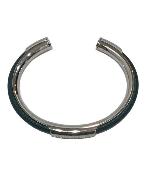 BVLGARI（ブルガリ）BVLGARI (ブルガリ) レザー切替バングル シルバー×グリーンの古着・服飾アイテム