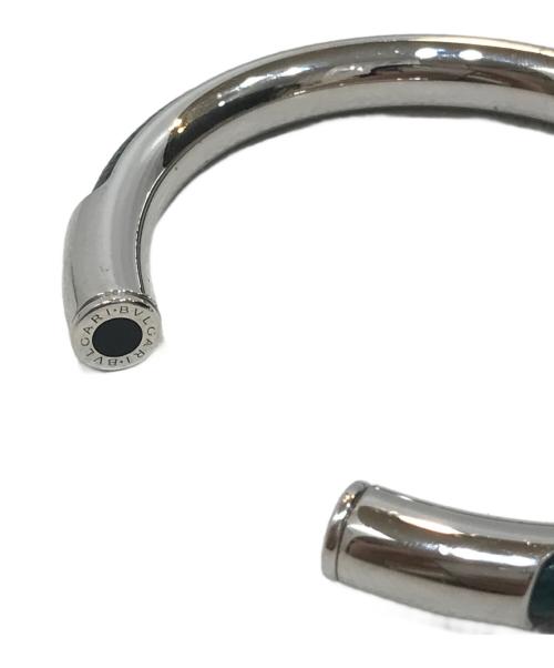 BVLGARI（ブルガリ）BVLGARI (ブルガリ) レザー切替バングル シルバー×グリーンの古着・服飾アイテム