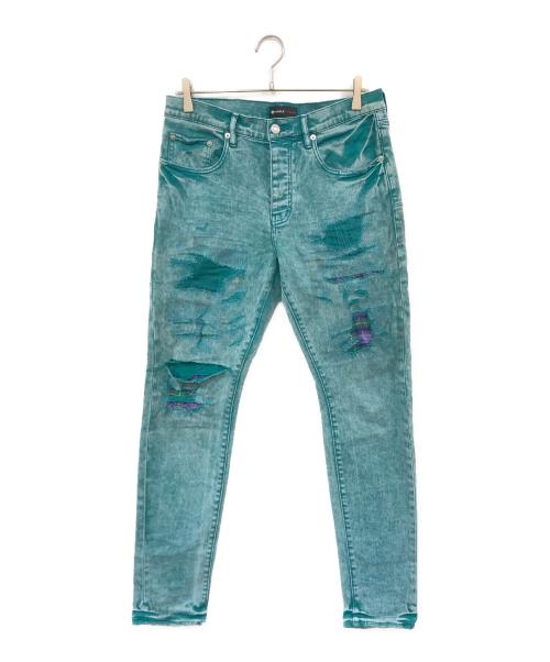 PURPLE BRAND（パープルブランド）PURPLE BRAND (パープルブランド) リペアカラーデニムパンツ エメラルドグリーン サイズ:SIZE 33の古着・服飾アイテム