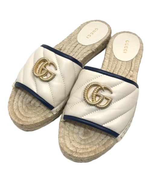 GUCCI（グッチ）GUCCI (グッチ) GGウェッジソールサンダル アイボリー サイズ:37の古着・服飾アイテム