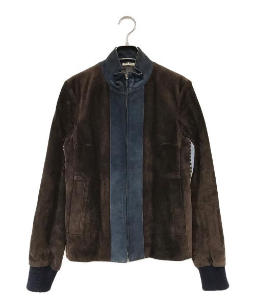 MIU MIU（ミュウミュウ）MIU MIU (ミュウミュウ) スウェードレザージャケット ブラウン サイズ:40の古着・服飾アイテム