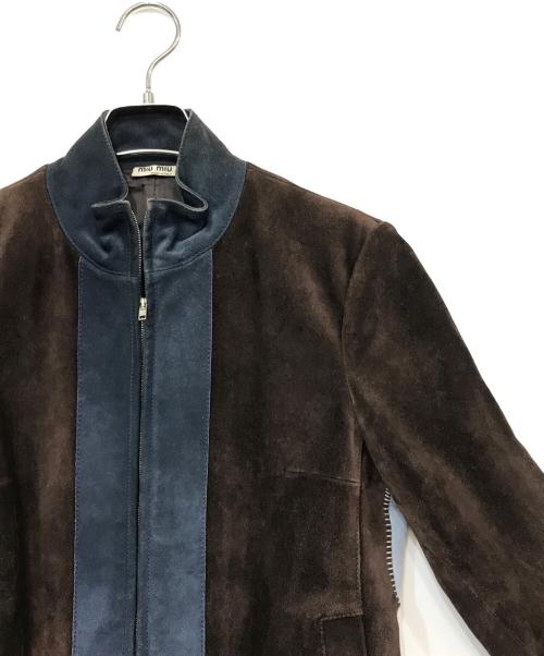 MIU MIU（ミュウミュウ）MIU MIU (ミュウミュウ) スウェードレザージャケット ブラウン サイズ:40の古着・服飾アイテム