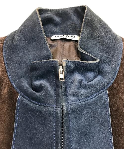 MIU MIU（ミュウミュウ）MIU MIU (ミュウミュウ) スウェードレザージャケット ブラウン サイズ:40の古着・服飾アイテム