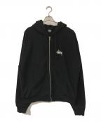 stussyステューシー）の古着「BASIC STUSSY ZIP HOODIE/ベーシックステューシージップフーディー」｜ブラック