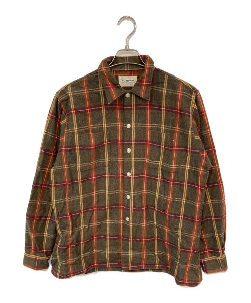 PURITAN（ピューリタン）PURITAN (ピューリタン) ヴィンテージネルシャツ ブラウン サイズ:Lの古着・服飾アイテム