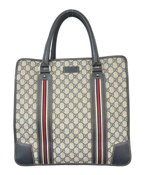 GUCCI（グッチ）GUCCI (グッチ) トートバッグ ベージュ×ネイビーの古着・服飾アイテム