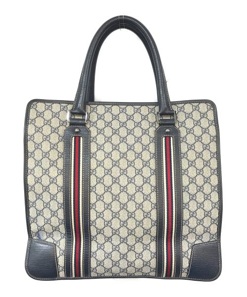 GUCCI（グッチ）GUCCI (グッチ) トートバッグ ベージュ×ネイビーの古着・服飾アイテム