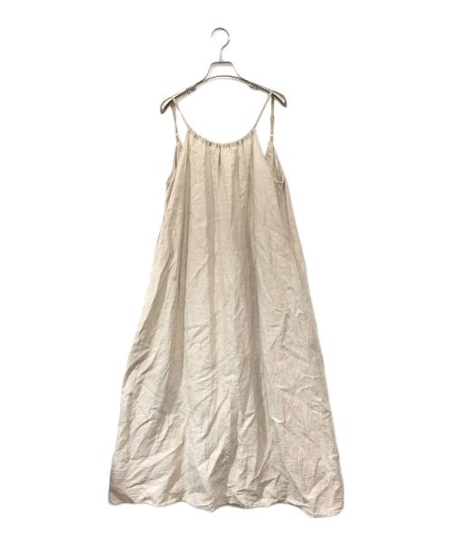 H BEAUTY&YOUTH（エイチ ビューティー&ユース）H BEAUTY&YOUTH (エイチ ビューティー&ユース) LINEN CANVAS CAMISOLE DRESS/リネンキャンバスキャミソールドレス ベージュ サイズ:SIZE Mの古着・服飾アイテム