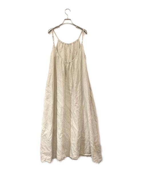 H BEAUTY&YOUTH（エイチ ビューティー&ユース）H BEAUTY&YOUTH (エイチ ビューティー&ユース) LINEN CANVAS CAMISOLE DRESS/リネンキャンバスキャミソールドレス ベージュ サイズ:SIZE Mの古着・服飾アイテム