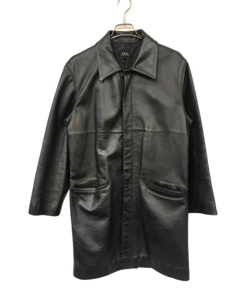 A.P.C.（アーペーセー）A.P.C. (アーペーセー) レザーハーフコート ブラック サイズ:1の古着・服飾アイテム
