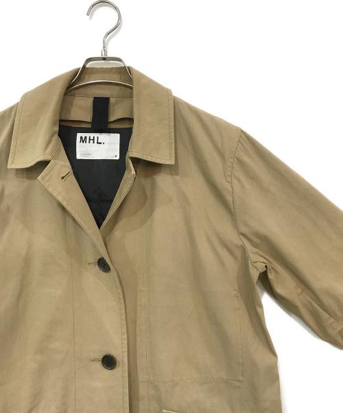 MHL（エムエイチエル）MHL (エムエイチエル) PROOFED COTTON NYLON TWILL ダウンライナー付きAラインコート ベージュ サイズ:Mの古着・服飾アイテム