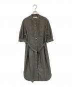 23区ニジュウサンク）の古着「プレーンストレッチタフタ シャツ ワンピース」｜グレー