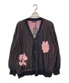 HAREハレ）の古着「ナイトコードフラワーニットカーディガン」｜ブラック