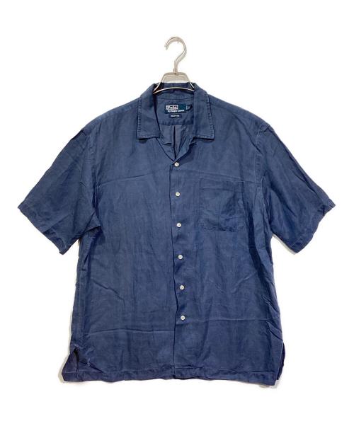 POLO RALPH LAUREN（ポロ・ラルフローレン）POLO RALPH LAUREN (ポロ・ラルフローレン) シルクリネン 開襟シャツ ネイビー サイズ:Lの古着・服飾アイテム