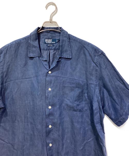 POLO RALPH LAUREN（ポロ・ラルフローレン）POLO RALPH LAUREN (ポロ・ラルフローレン) シルクリネン 開襟シャツ ネイビー サイズ:Lの古着・服飾アイテム