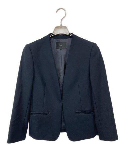 23区（ニジュウサンク）23区 (ニジュウサンク) ダブルクロスストレッチＶカラージャケット ブラック サイズ:32の古着・服飾アイテム