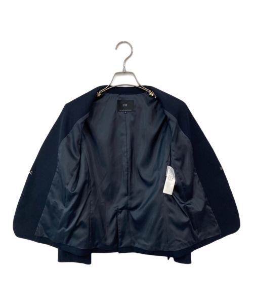 23区（ニジュウサンク）23区 (ニジュウサンク) ダブルクロスストレッチＶカラージャケット ブラック サイズ:32の古着・服飾アイテム