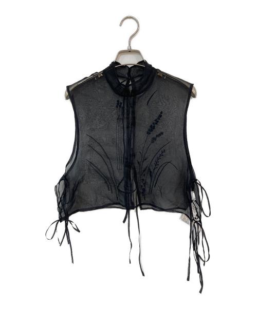 Mame Kurogouchi（マメクロゴウチ）mame kurogouchi (マメクロゴウチ) Floral Jacquard Sheer Vest ブラック サイズ:1の古着・服飾アイテム