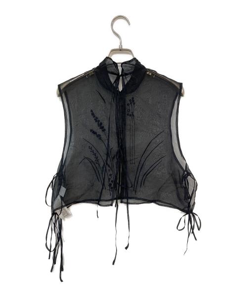 Mame Kurogouchi（マメクロゴウチ）mame kurogouchi (マメクロゴウチ) Floral Jacquard Sheer Vest ブラック サイズ:1の古着・服飾アイテム