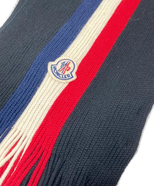 MONCLER（モンクレール）MONCLER (モンクレール) トリコロール フリンジ マフラー ブラックの古着・服飾アイテム