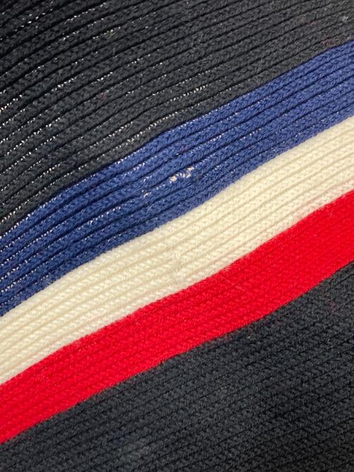 MONCLER（モンクレール）MONCLER (モンクレール) トリコロール フリンジ マフラー ブラックの古着・服飾アイテム