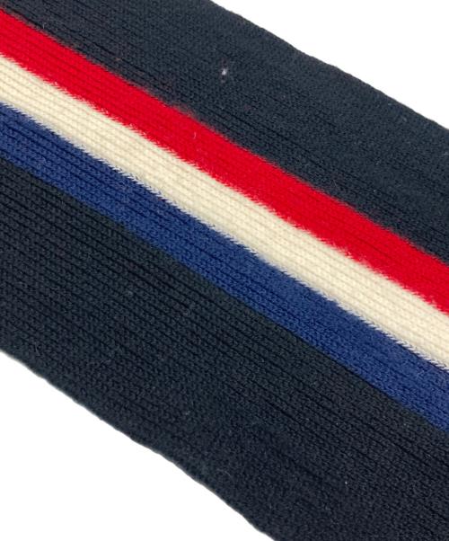MONCLER（モンクレール）MONCLER (モンクレール) トリコロール フリンジ マフラー ブラックの古着・服飾アイテム