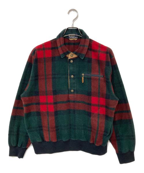 POLO RALPH LAUREN（ポロ・ラルフローレン）POLO RALPH LAUREN (ポロ・ラルフローレン) スナップボタンハーフフリースプルオーバー グリーン×レッド サイズ:Mの古着・服飾アイテム