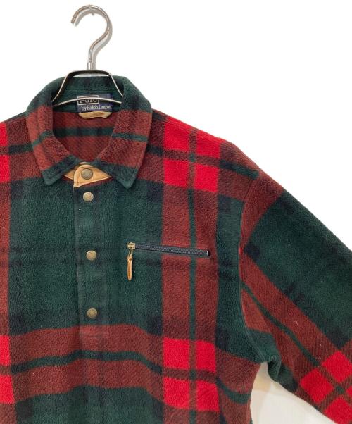 POLO RALPH LAUREN（ポロ・ラルフローレン）POLO RALPH LAUREN (ポロ・ラルフローレン) スナップボタンハーフフリースプルオーバー グリーン×レッド サイズ:Mの古着・服飾アイテム