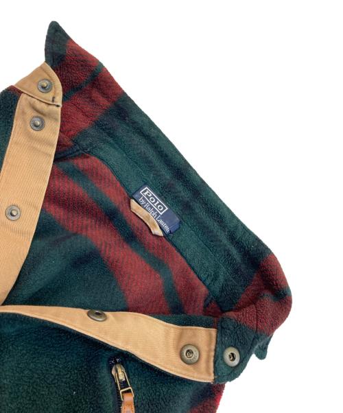 POLO RALPH LAUREN（ポロ・ラルフローレン）POLO RALPH LAUREN (ポロ・ラルフローレン) スナップボタンハーフフリースプルオーバー グリーン×レッド サイズ:Mの古着・服飾アイテム