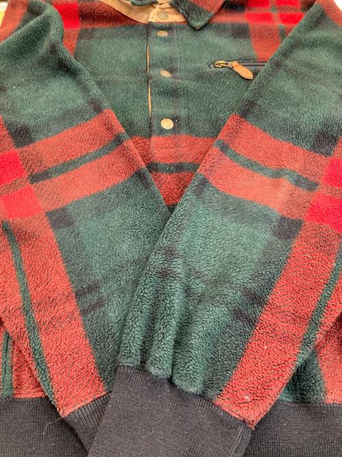 POLO RALPH LAUREN（ポロ・ラルフローレン）POLO RALPH LAUREN (ポロ・ラルフローレン) スナップボタンハーフフリースプルオーバー グリーン×レッド サイズ:Mの古着・服飾アイテム