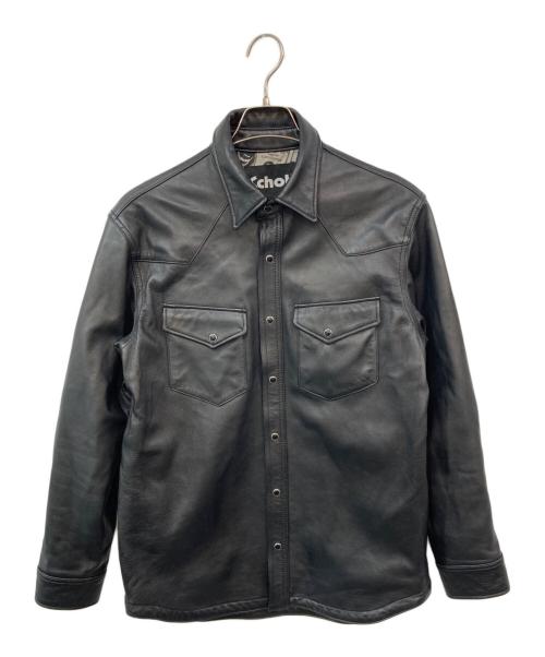 Schott（ショット）Schott (ショット) LAMB LEATHER WESTERN SHIRT ブラック サイズ:Mの古着・服飾アイテム
