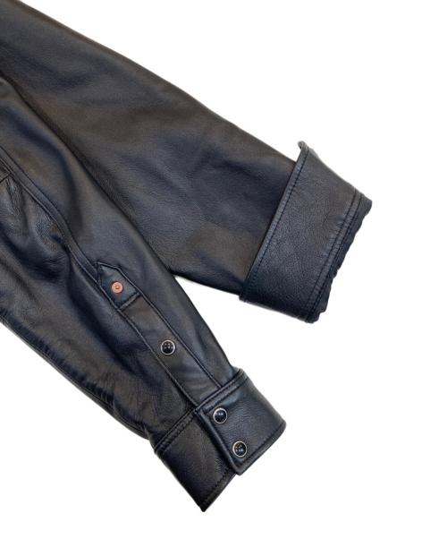Schott（ショット）Schott (ショット) LAMB LEATHER WESTERN SHIRT ブラック サイズ:Mの古着・服飾アイテム