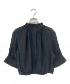 Spick and Spanスピックアンドスパン）の古着「シアー楊柳ギャザーブラウス」｜ブラック