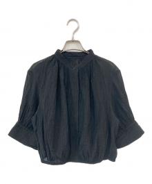 Spick and Span（スピック＆スパン）の古着「シアー楊柳ギャザーブラウス」｜ブラック