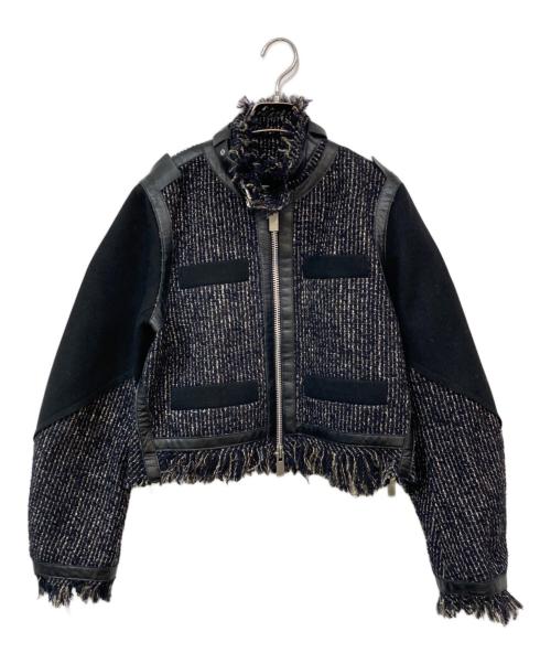 sacai（サカイ）sacai (サカイ) ツイードブルゾン ブラック サイズ:SIZE 2の古着・服飾アイテム