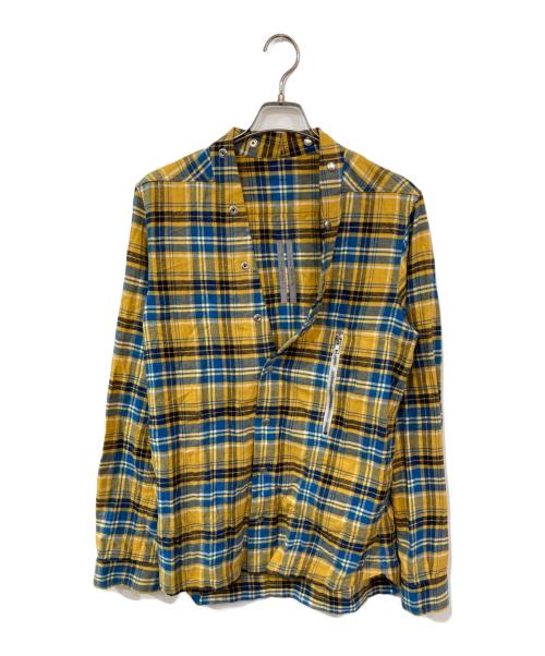 RICK OWENS（リックオウエンス）RICK OWENS (リックオウエンス) Yellow Plaid Larry Shirt イエロー サイズ:48の古着・服飾アイテム