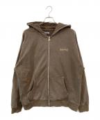 SUPPLIERサプライヤー）の古着「Vintage Wash Studs Cross Hoodie/ヴィンテージウォッシュスタッズクロスフーディー」｜ブラウン