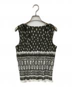 ISSEY MIYAKEイッセイミヤケ）の古着「総柄ノースリーブブラウス」｜ホワイト