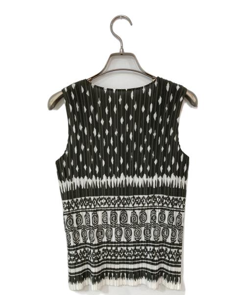 ISSEY MIYAKE（イッセイミヤケ）ISSEY MIYAKE (イッセイミヤケ) 総柄ノースリーブブラウス ホワイト サイズ:2の古着・服飾アイテム