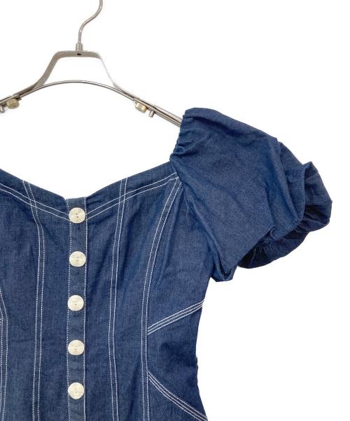 HER LIP TO（ハーリップトゥ）HER LIP TO (ハーリップトゥ) Puff Sleeve Midi Dress/パフスリーブミディドレス ネイビー サイズ:SIZE Mの古着・服飾アイテム