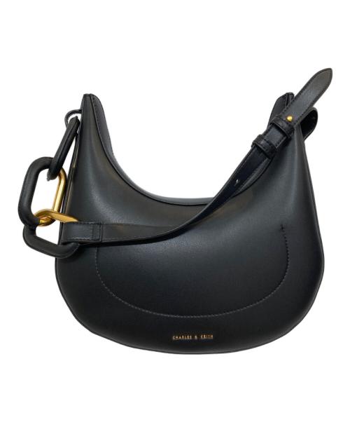 CHARLES & KEITH（チャールズアンドキース）CHARLES & KEITH (チャールズ＆キース) メタリックアクセントムーンバッグ ブラックの古着・服飾アイテム