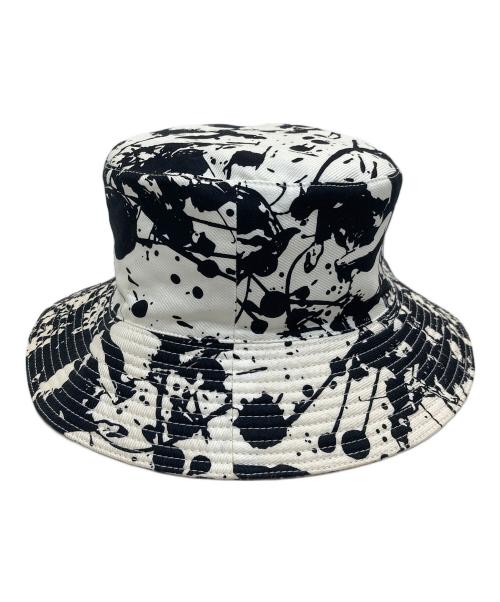 HERMES（エルメス）HERMES (エルメス) ペンキ柄バケットハット ホワイト×ブラックの古着・服飾アイテム