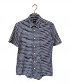 BOSSボス）の古着「総柄シャツ」｜ネイビー×ホワイト