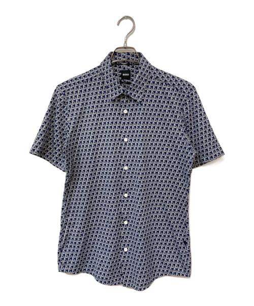 BOSS（ボス）BOSS (ボス) 総柄シャツ ネイビー×ホワイト サイズ:SIZE Mの古着・服飾アイテム