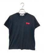 PLAY COMME des GARCONSプレイコムデギャルソン）の古着「ダブルハートワッペンTシャツ」｜ブラック