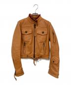 DSQUARED2ディースクエアード）の古着「レザーバイカージャケット」｜ブラウン
