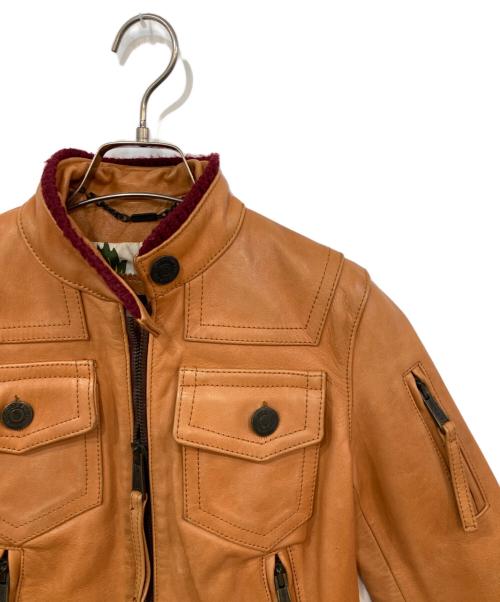 DSQUARED2（ディースクエアード）DSQUARED2 (ディースクエアード) レザーバイカージャケット ブラウン サイズ:40の古着・服飾アイテム