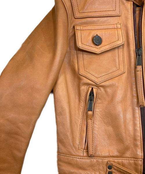 DSQUARED2（ディースクエアード）DSQUARED2 (ディースクエアード) レザーバイカージャケット ブラウン サイズ:40の古着・服飾アイテム